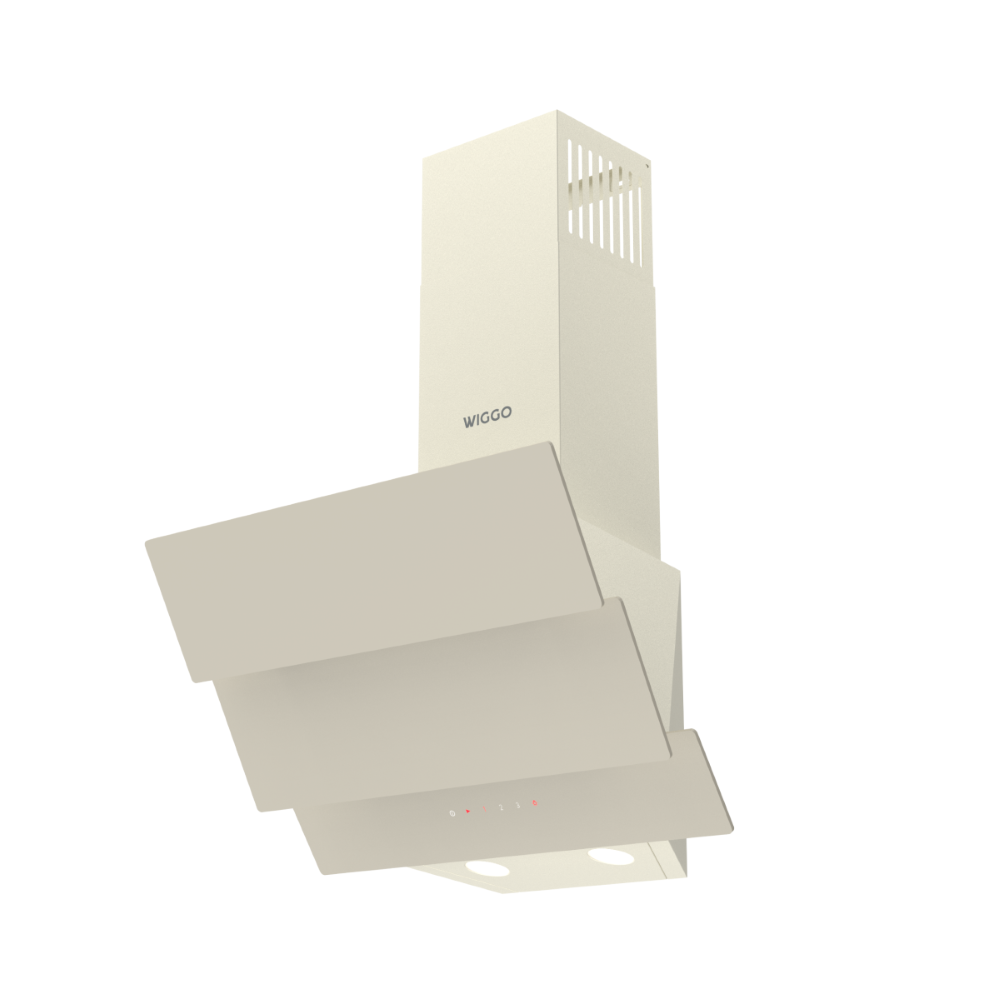 Wiggo WE-A533G(C) Schuine Afzuigkap - 50 cm - Creme met modern design en glazen front.