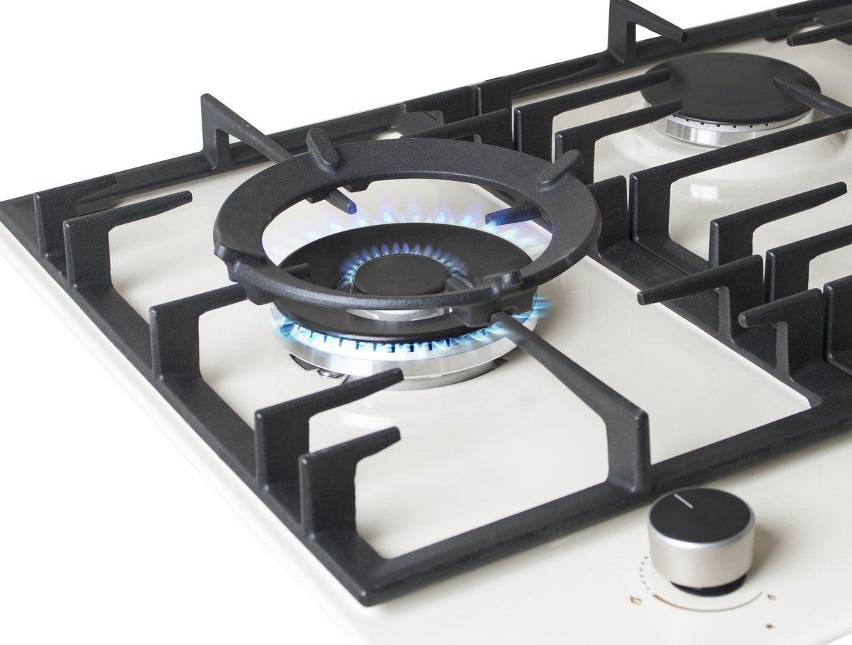 Wiggo WH-G935RR(C) - Inbouw Gaskookplaat - Wok brander - 90 cm - 5 Kookzones - Gietijzeren pannendragers - 5 jaar garantie - Crème Geëmailleerd