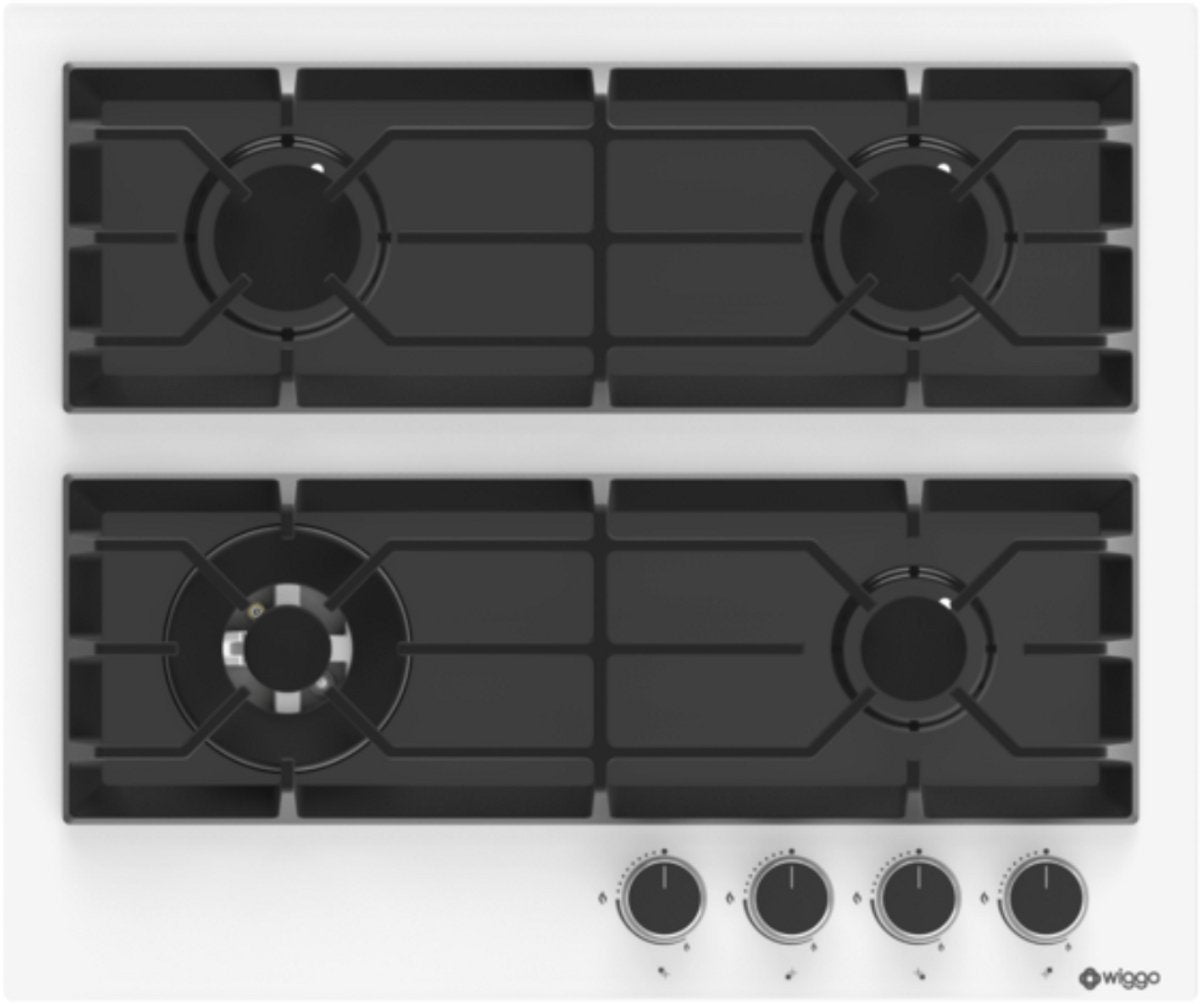 Wiggo WH-G634GR(W) Inbouw Gaskookplaat - 60 cm - Wit