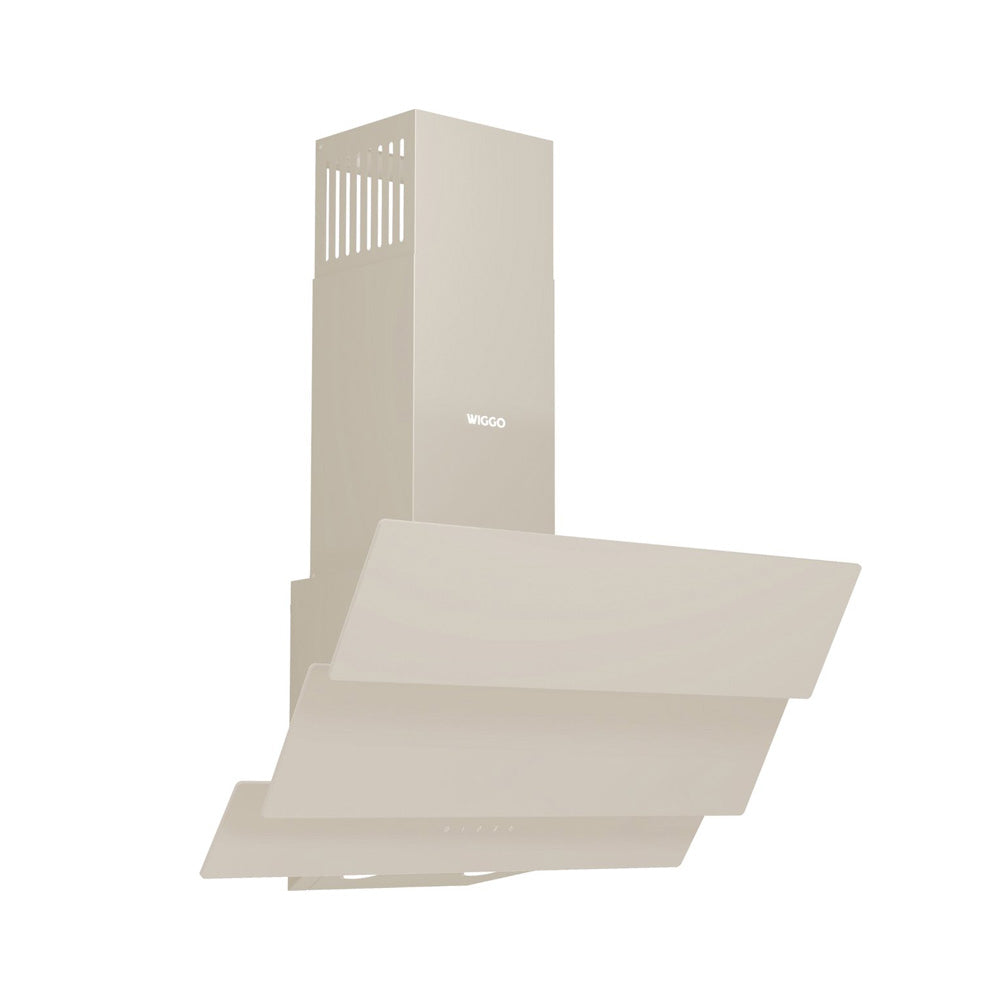 Wiggo WE-D633G(C) – Schuine Afzuigkap 60 cm – Crème Triple Glas – LED Verlichting – Touch Control – 5 jaar garantie