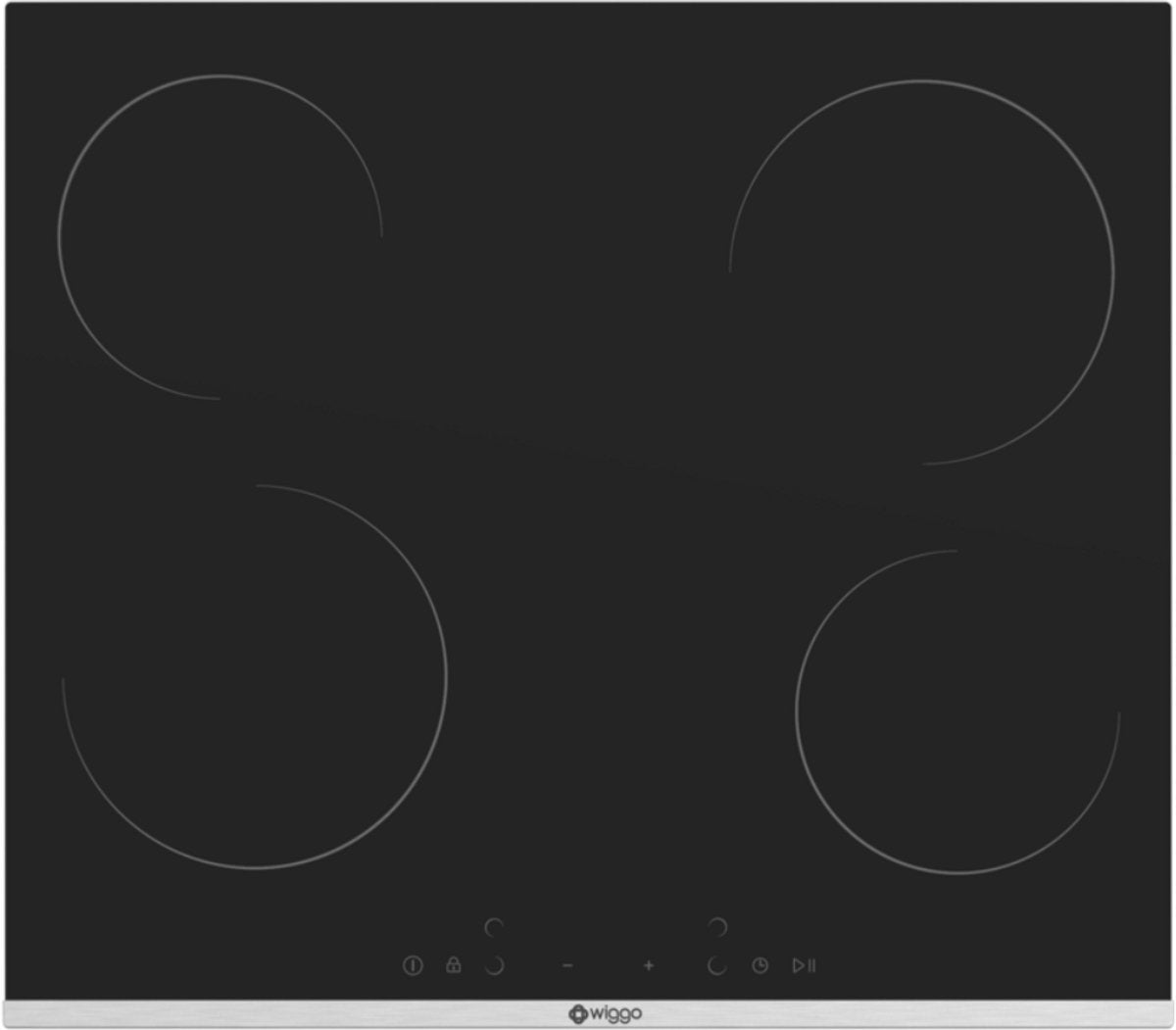 Wiggo WH-E614G(B) - Inbouw Inductiekookplaat - 60 cm - 4 kookzones - Slider bediening - 2 Fasen Geen stekker - 5 jaar garantie - Zwart