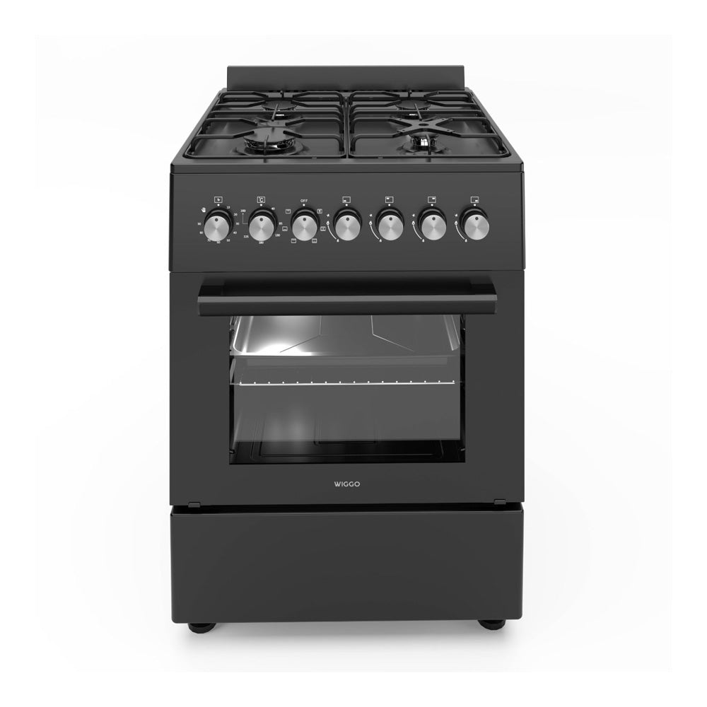 Wiggo WO-E606A(BB) Vrijstaande Gasfornuis - 60 cm - Zwart