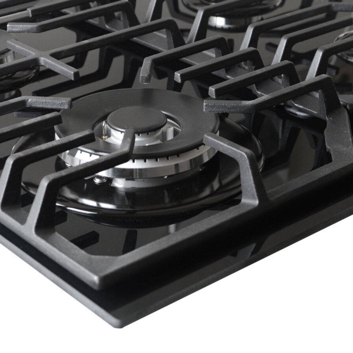 Wiggo WH-G634GL(B)-2 Inbouw Gaskookplaat - 60 cm - Zwart met Wok en elektronische vonkontsteking.