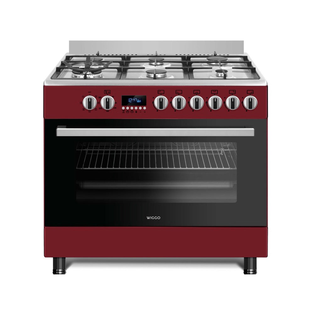 Wiggo WO-E969R(RX)-2 Vrijstaande Gasfornuis - 90 cm - Rood