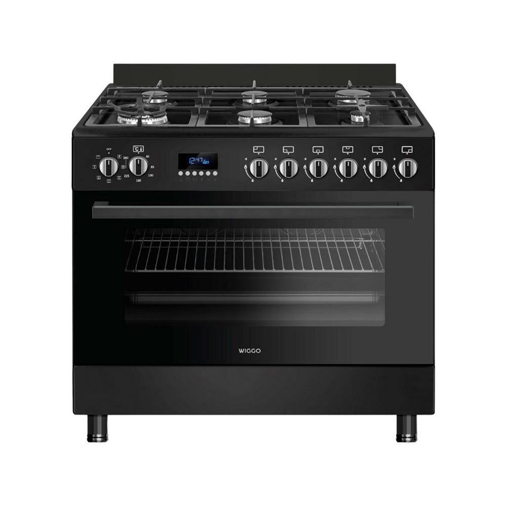 Wiggo WO‑E969R(BB) Vrijstaande Gasfornuis - 90 cm - Zwart