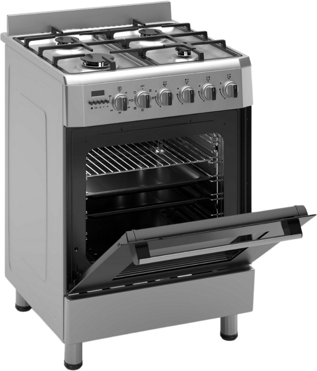 Wiggo WO-E609R(XX)-2 Vrijstaande Gasfornuis - 60 cm - Roestvrijstaal