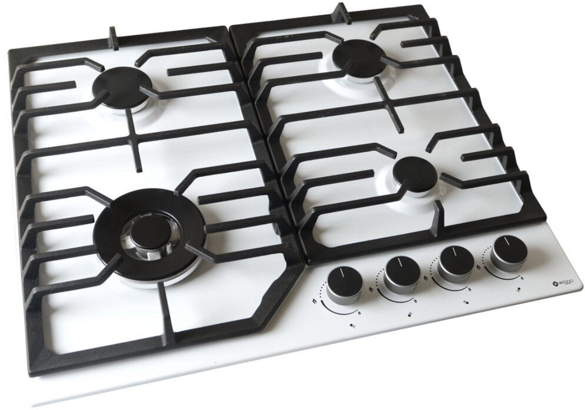 Wiggo WH-G634RL(W)-2 Inbouw Gaskookplaat - 60 cm - Wit met ronde afwerkingen en luxe uitstraling.