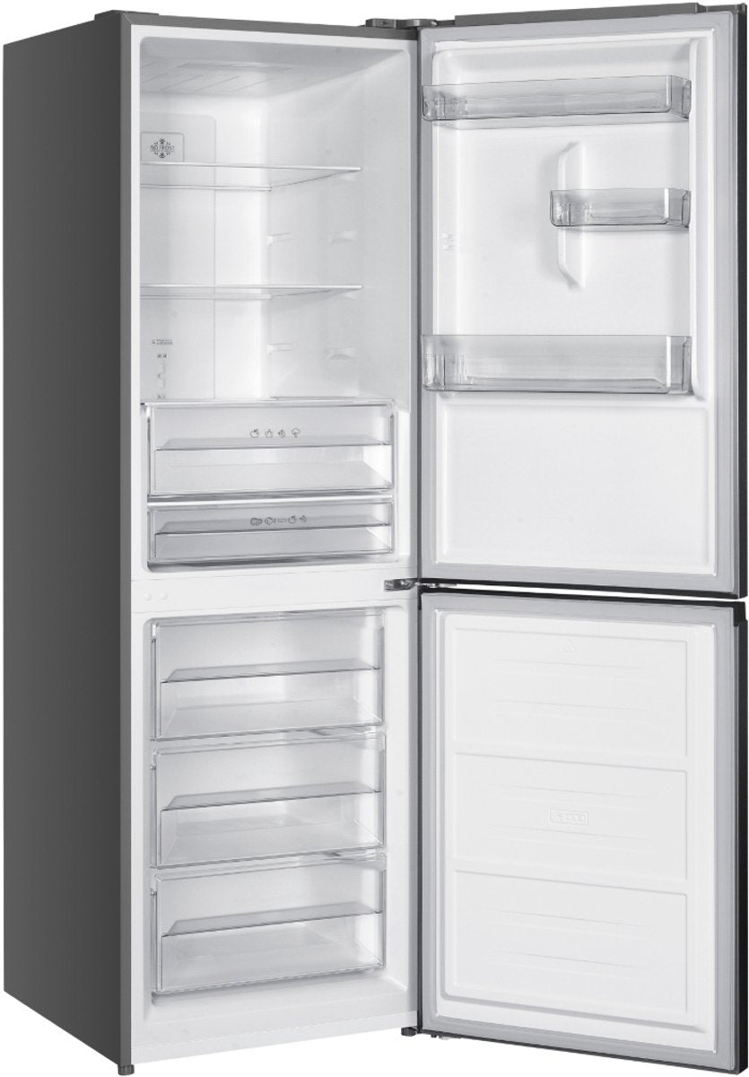 Wiggo WR‑CD18NFB(X) Vrijstaande Koel-Vriescombi Koelkast - 60 cm - Roestvrijstaal