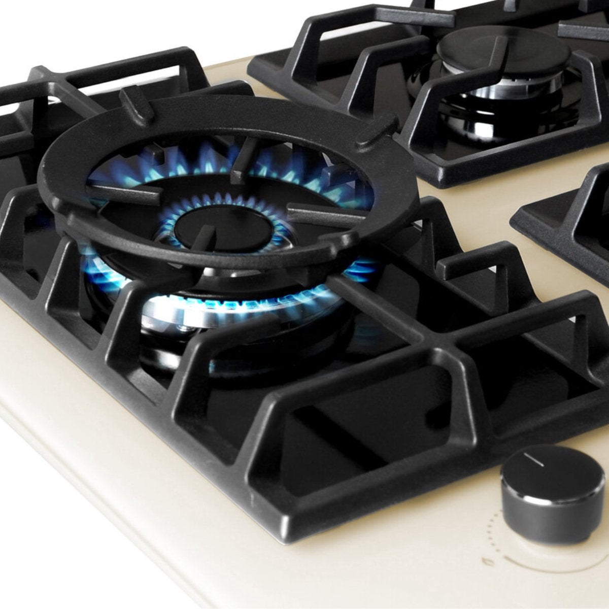 Wiggo WH-G935GR(C)-2 Inbouw Gaskookplaat - 90 cm - Creme met wokbrander en blauwe vlam