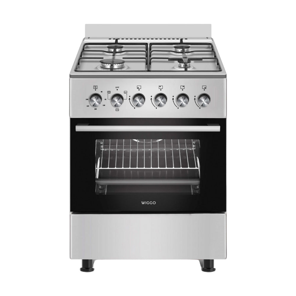 Wiggo - WO-E603R(XX) - Vrijstaand - Gasfornuis - Serie 3 - 60 cm - 66 Liter - 4 pitten - Energieklasse A - 5 jaar garantie - Roestvrijstaal