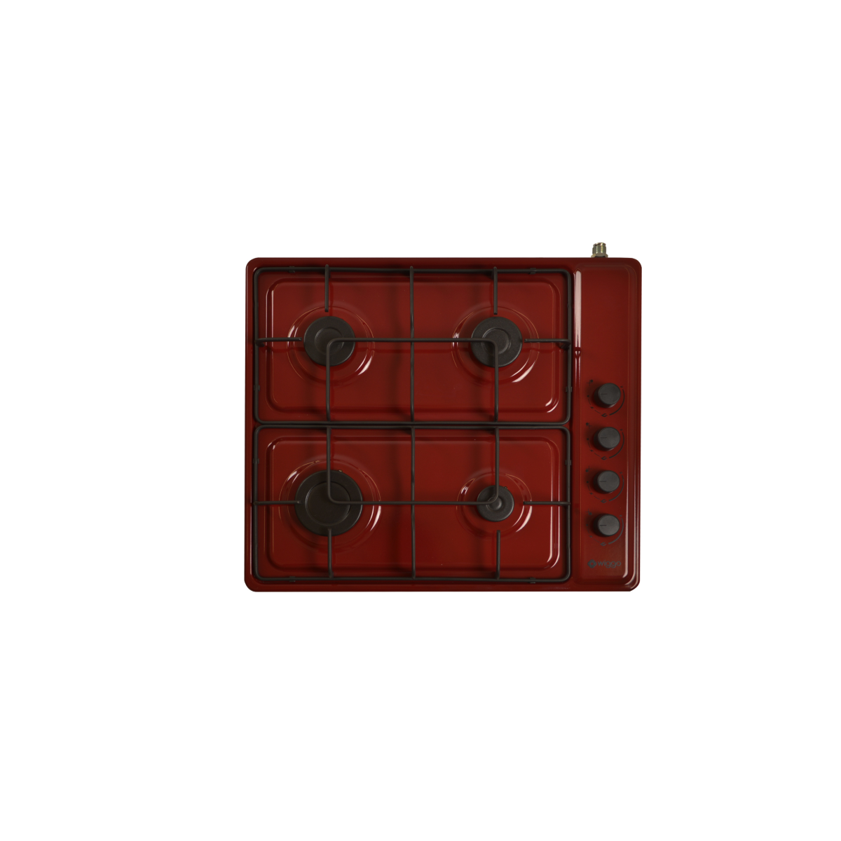 Wiggo WH-G604F(R) Vrijstaande Gaskookplaat - 60 cm - Rood met vier gasbranders en crèmekleurige afwerking.