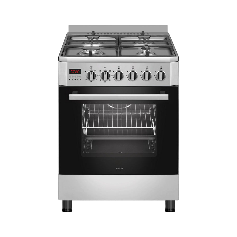 Wiggo - WO-E609R(XX) - Vrijstaand - Gasfornuis - Serie 9 - 60 cm - 66 Liter - 4 pitten - Energieklasse B - 5 jaar garantie - Roestvrijstaal