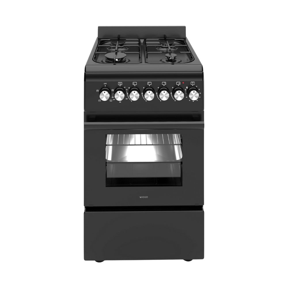Wiggo WO‑E505R(BB) Vrijstaande Gasfornuis - 50 cm - Zwart