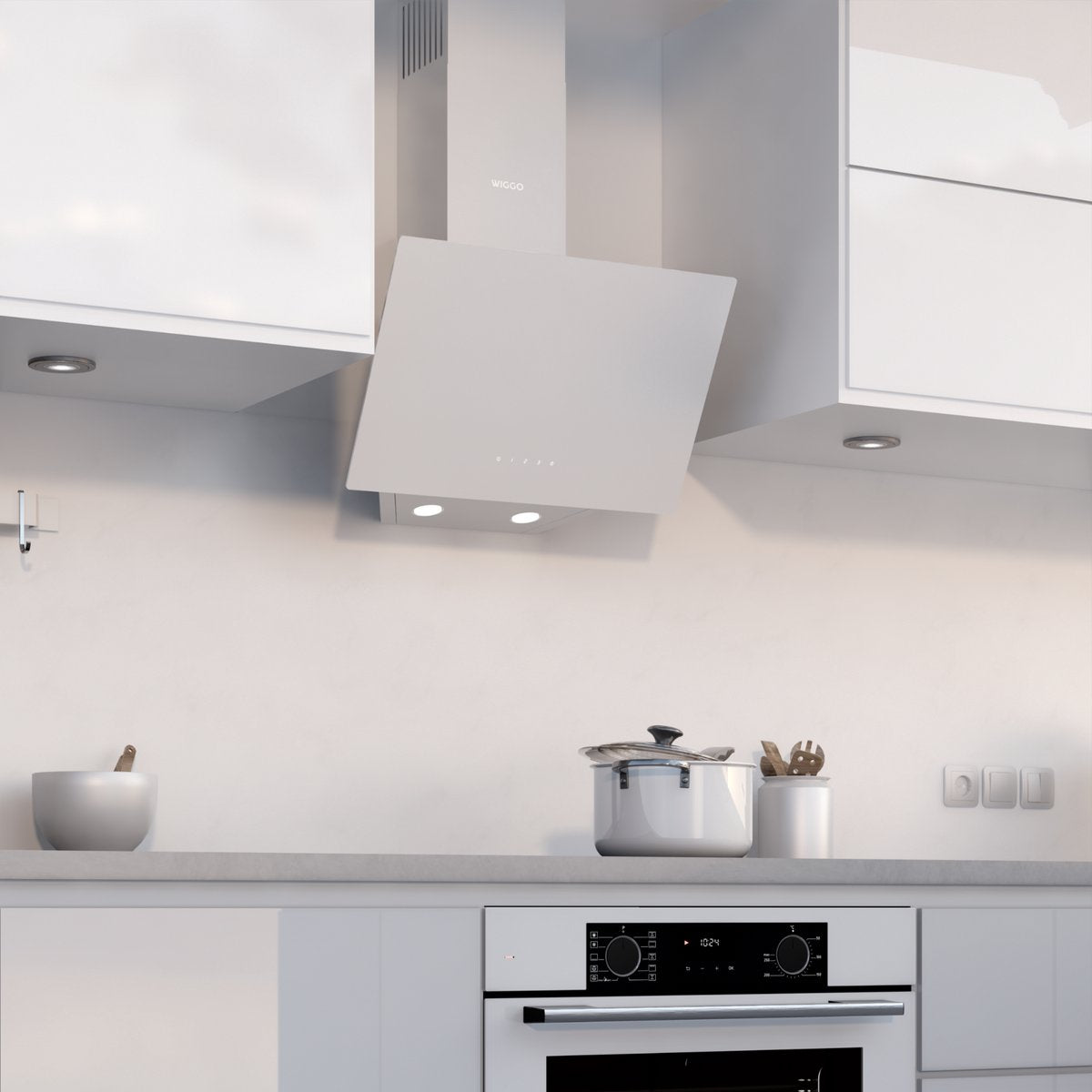 Hotte aspirante inclinée Wiggo WE-D531G(W) - 50 cm - Blanche