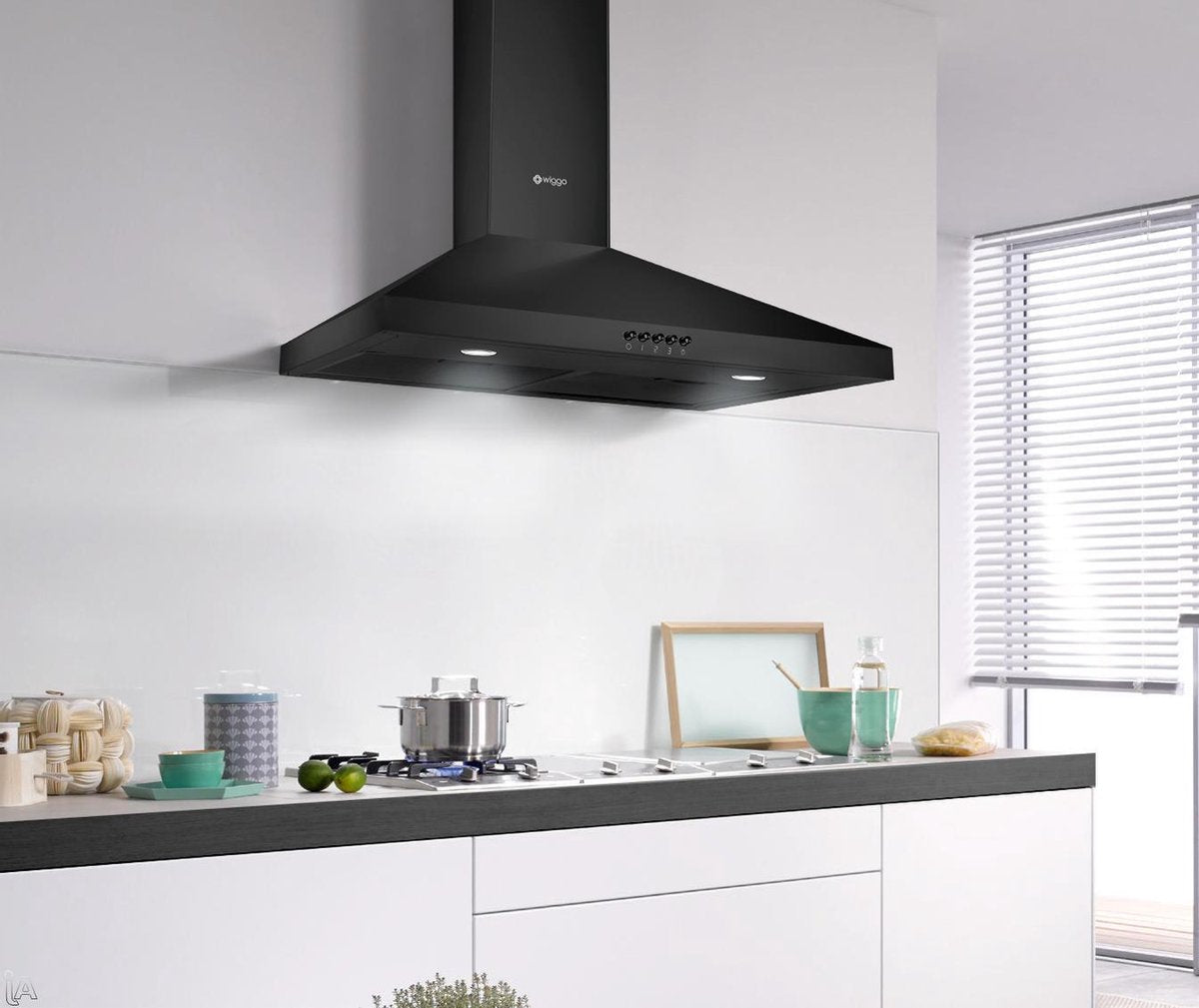 Wiggo WE-E643R(BB) Wandschouw Afzuigkap - 60 cm - Zwart