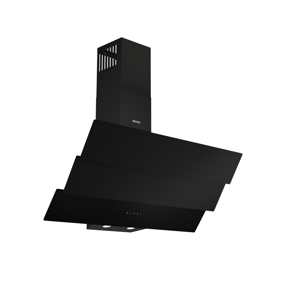 Wiggo WE-B943G(B) – Schuine Afzuigkap 90 cm – Zwart Triple Glas – A+ Energieklasse – Touch Control – Eco+ Design – 5 jaar garantie