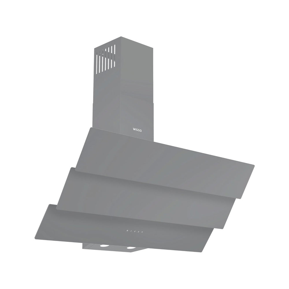 Wiggo WE-B943G(G) – Schuine Afzuigkap 90 cm – Grijs Triple Glas – A+ Energieklasse – Touch Control – Eco+ Design – 5 jaar garantie