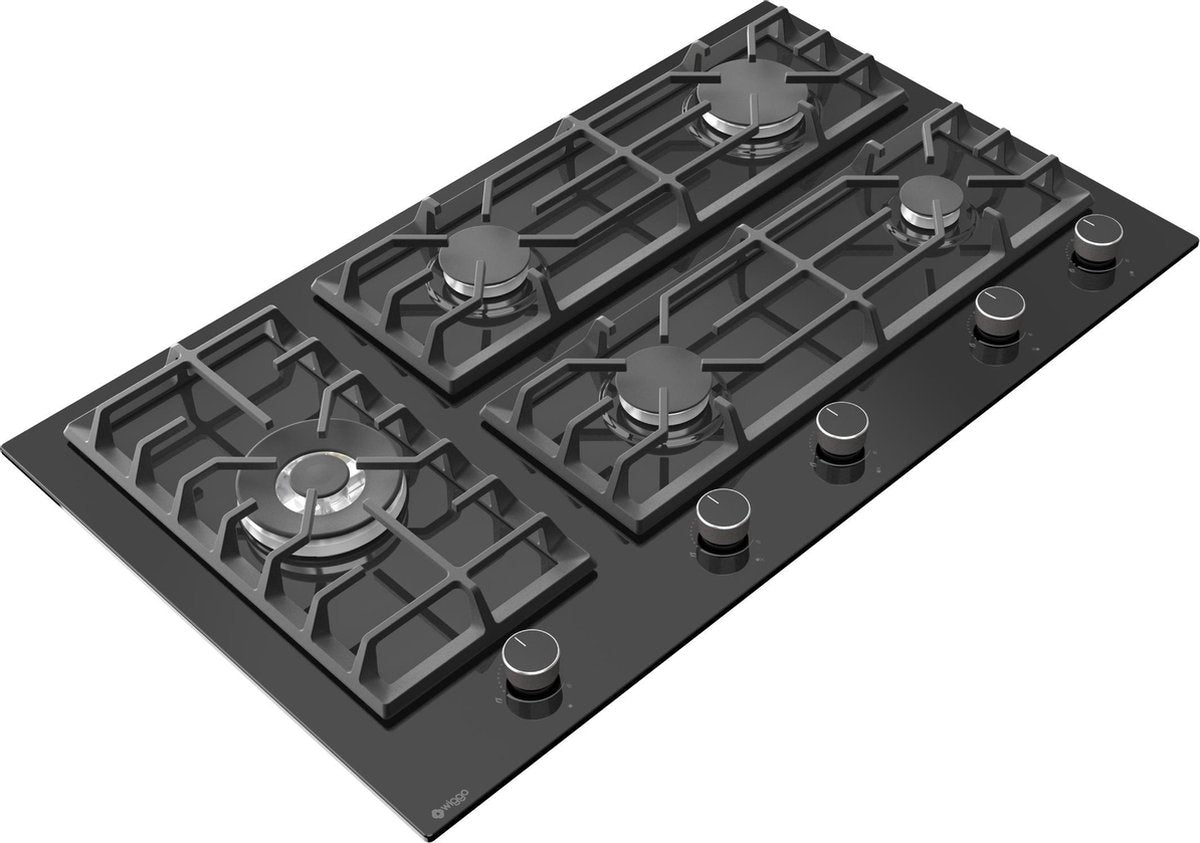 Wiggo WH-G935GR(B)-2 Inbouw Gaskookplaat - 90 cm - Zwart