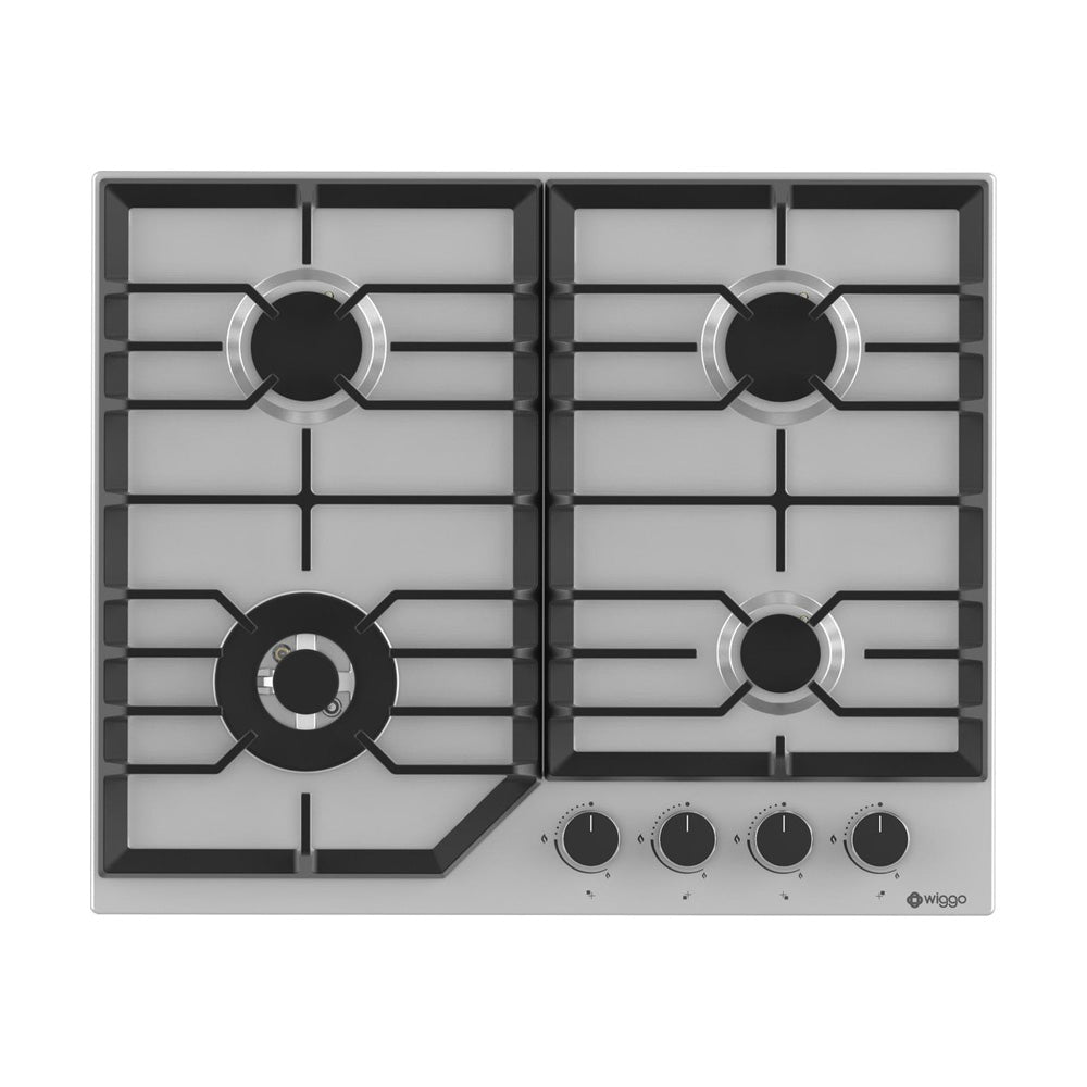 Wiggo WH-G634RL(X) Inbouw Gaskookplaat - 60 cm - Roestvrijstaal
