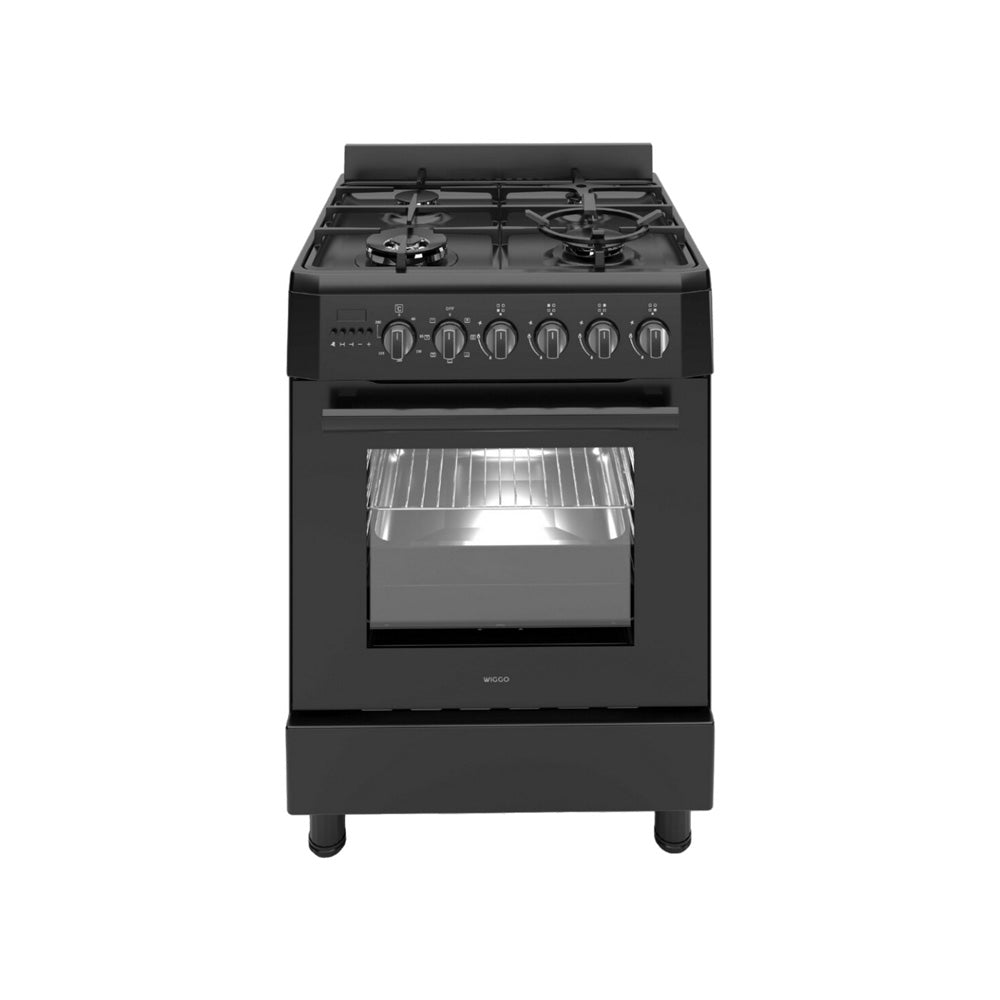 Wiggo WO-E639R(BB) - Serie 9 - 60 cm - Gasfornuis - Wok - 5 jaar Garantie - Zwart