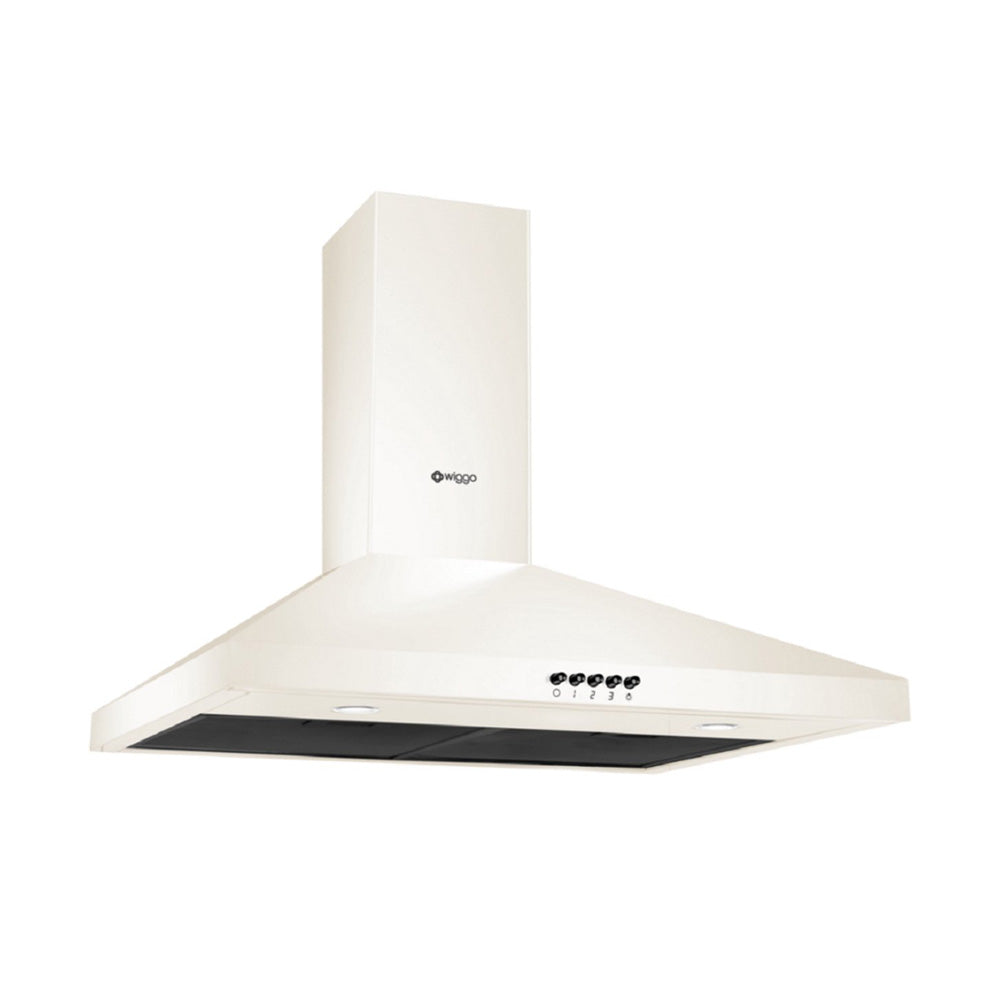 Wiggo WE‑D630P(C) – Wandschouw Afzuigkap 60 cm – Crème – 300 m³/h – KNeeppenbediening – LED Verlichting – 5 jaar garantie