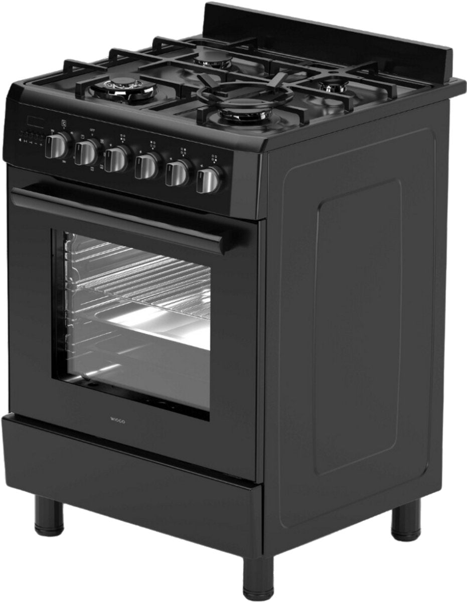 Wiggo WO-E639R(BB) - Serie 9 - 60 cm - Gasfornuis - Wok - 5 jaar Garantie - Zwart