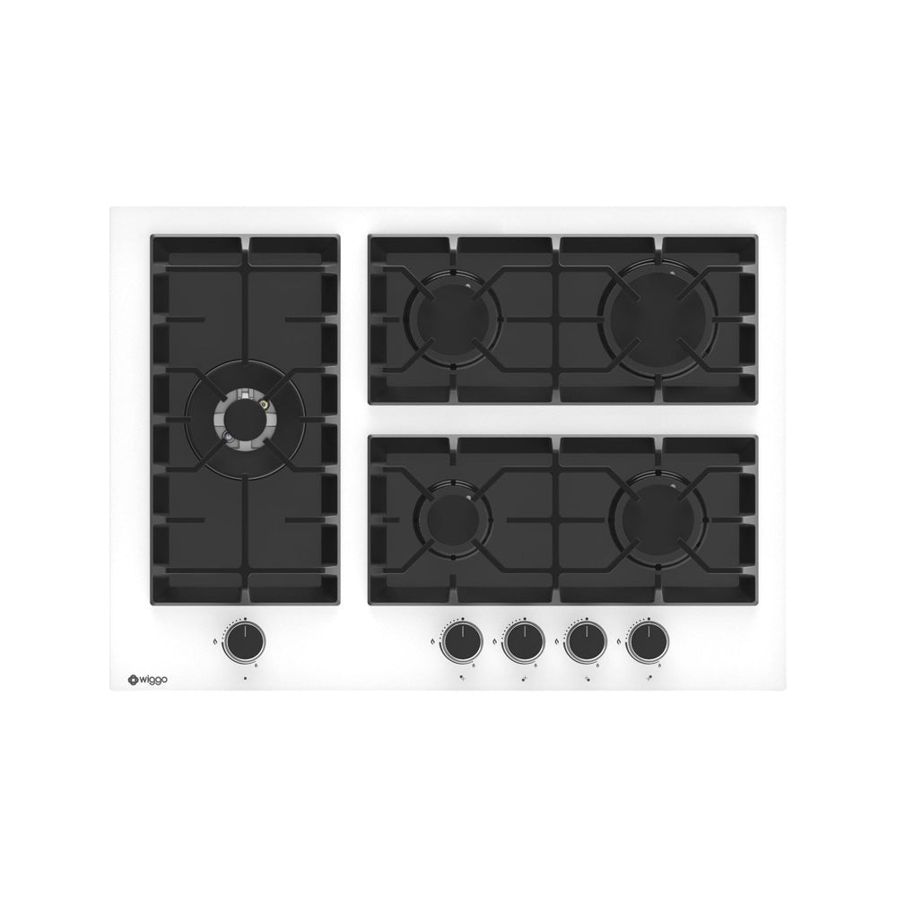 Wiggo WH-G735GR(W) Inbouw Gaskookplaat - 70 cm - Wit