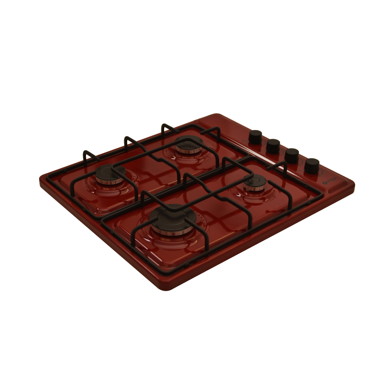 Wiggo WH-G604F(R) Vrijstaande Gaskookplaat - 60 cm - Rood met vier gasbranders en elegante afwerking.