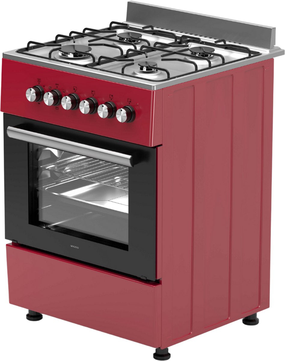 Wiggo WO-E609R(RX) Vrijstaande Gasfornuis - 60 cm - Rood