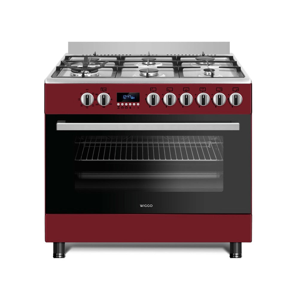 Wiggo WO-E969R(RX) Vrijstaande Gasfornuis - 90 cm - Rood
