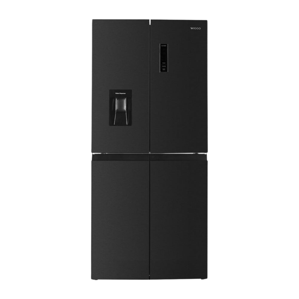 Wiggo WR-MD18(DX) - Amerikaanse Koelkast - Nee Frost - 4 deuren - Water Dispenser - Met Display - Super Freeze - 419 Liter - 5 jaar garantie - Donker Roestvrijstaal