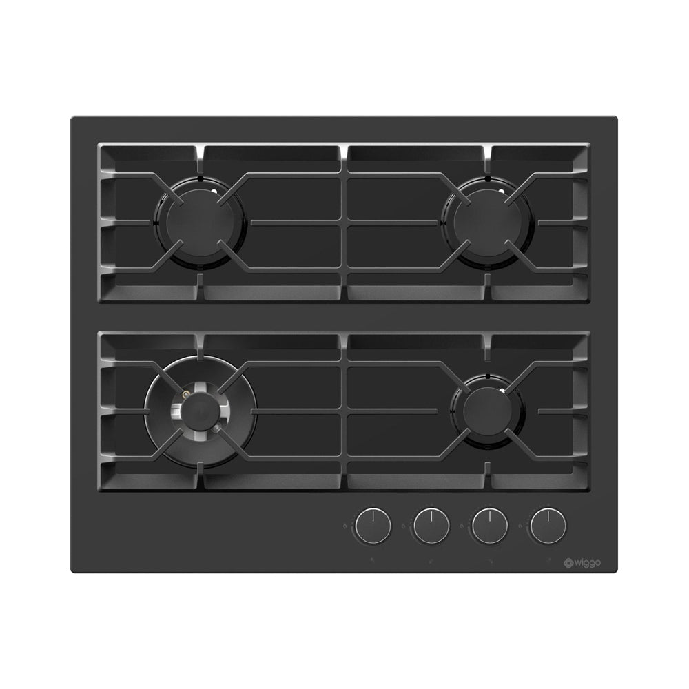 Wiggo WH-G634GR(B) Inbouw Gaskookplaat - 60 cm - Zwart