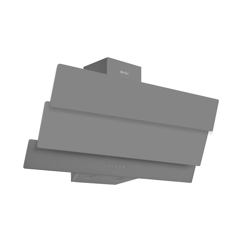 Wiggo WE-E933G(G) - Schuine Afzuigkap - 90 cm - Grijs Triple Glas
