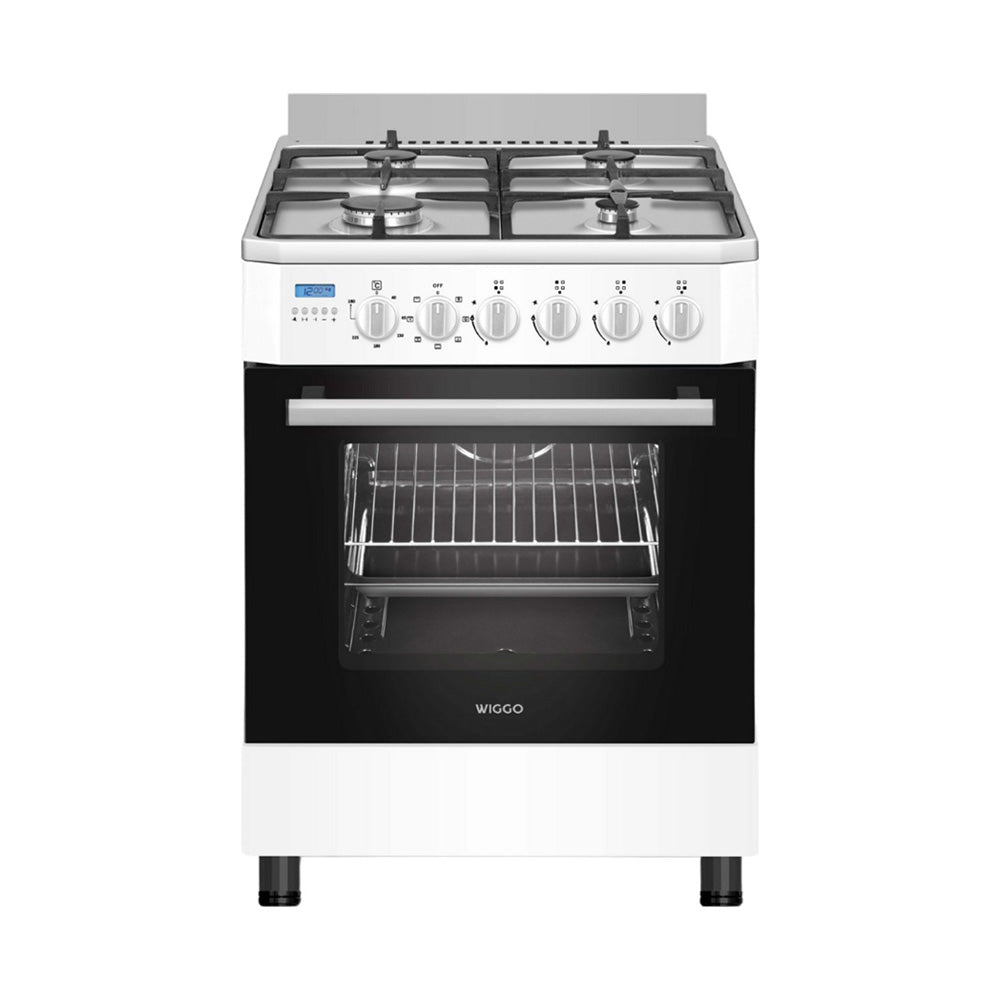 Wiggo - WO-E609R(WW) - Vrijstaand - Gasfornuis - Serie 9 - 60 cm - 66 Liter - 4 pitten - Energieklasse B - 5 jaar garantie - Wit