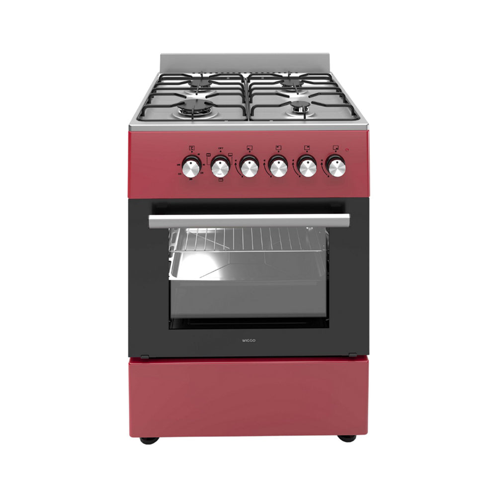 Wiggo WO‑E603R(RX) Vrijstaande Gasfornuis - 60 cm - Rood
