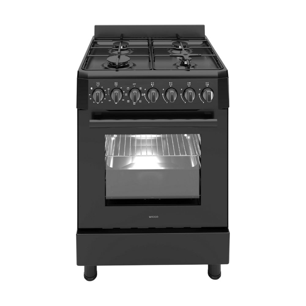 Wiggo WO-E605R(BB)-2 Vrijstaande Gasfornuis - 60 cm - Zwart