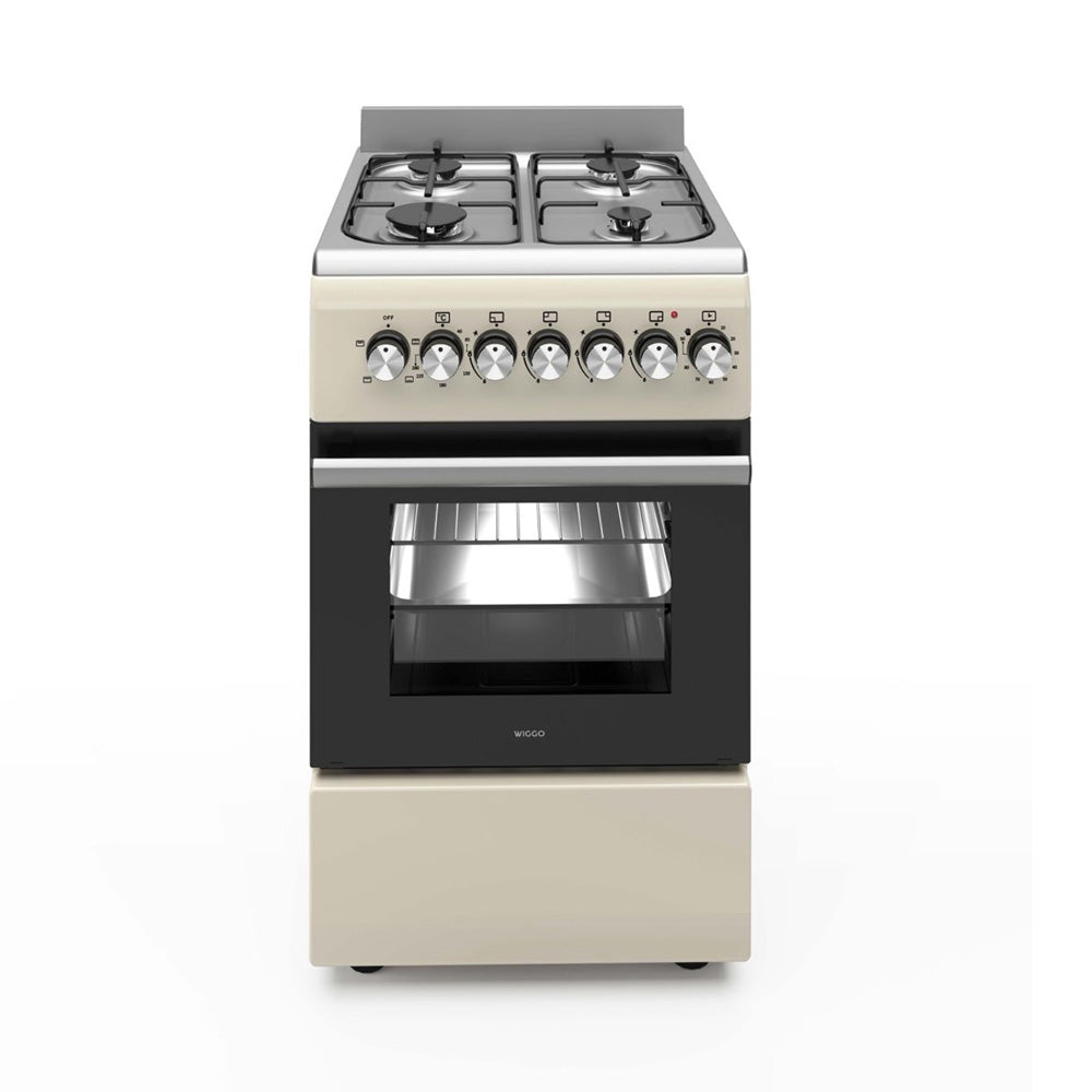 Wiggo WO‑E505R(CX) Vrijstaande Gasfornuis - 50 cm - Creme