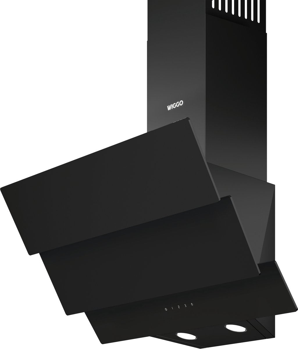 Wiggo WE-B643G(B) – Schuine Afzuigkap – 60 cm – Triple Glasdesign – Energieklasse B – ECO+ Touch Control – Zwart Glas – 5 Jaar Garantie