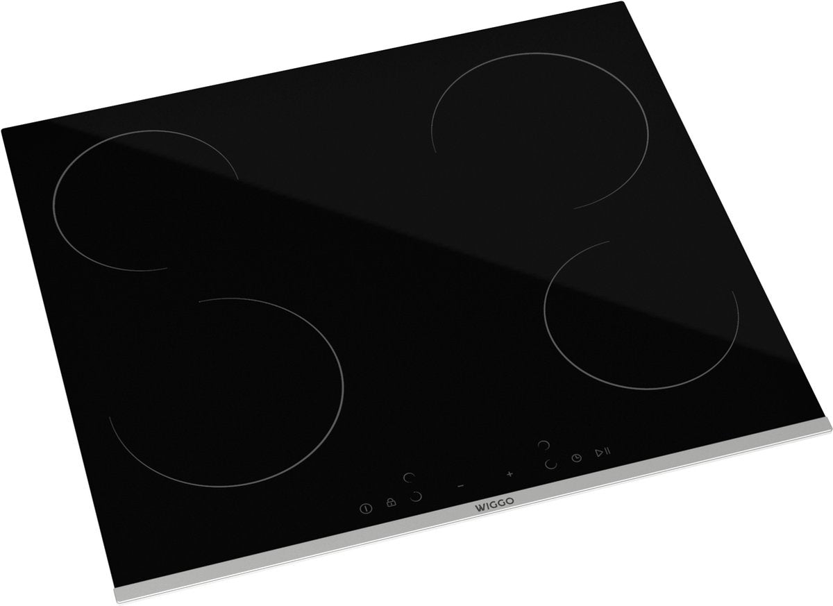 Wiggo WH-E614G(B) - Inductie kookplaat - Inbouw - Neermale stekker - Makkelijk zelf aansluiten - 1 fase - 4 kookzones - 60 cm - Zwart