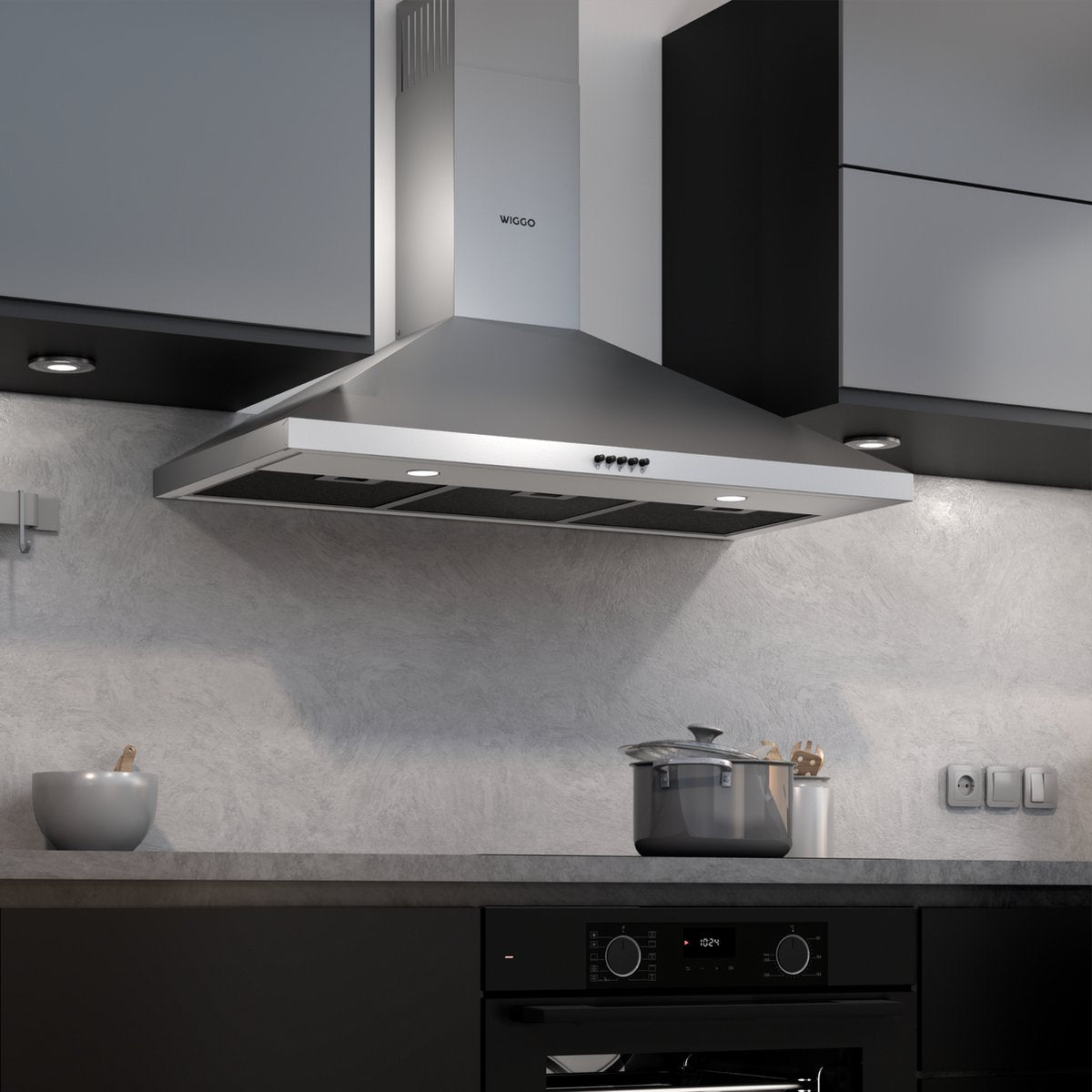 Wandschouw Afzuigkap - Wiggo WE-A930P(X) 90 cm RVS – Electropunt.nl