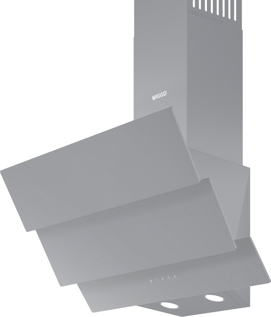 Wiggo WE-B643G(G) – Schuine Afzuigkap – 60 cm – Triple Glasdesign – Energieklasse B – ECO+ Touch Control – Grijs Glas – 5 Jaar Garantie