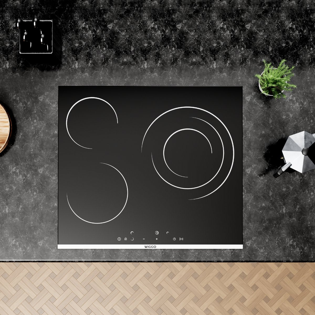 Wiggo WH-E673GC(B) - Inbouw Keramische kookplaat - 60 cm - 3 kookzones - Touch bediening - Zwart - 5 jaar garantie