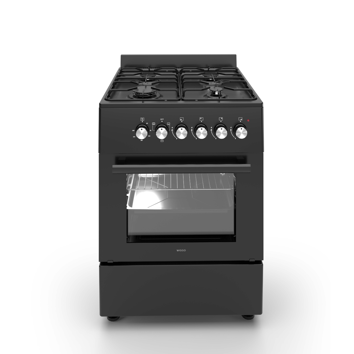 Wiggo WO‑E603A(BB) Vrijstaande Gasfornuis - 60 cm - Zwart