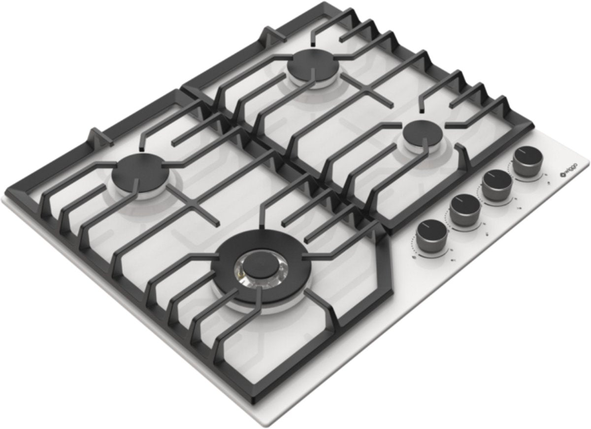 Plaque de cuisson à gaz encastrable Wiggo WH-G634RL(W) - 60 cm - Blanche