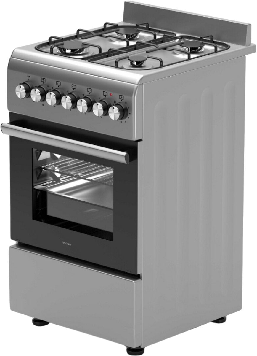 Wiggo WO‑E505R(XX) Vrijstaande Gasfornuis - 50 cm - Roestvrijstaal