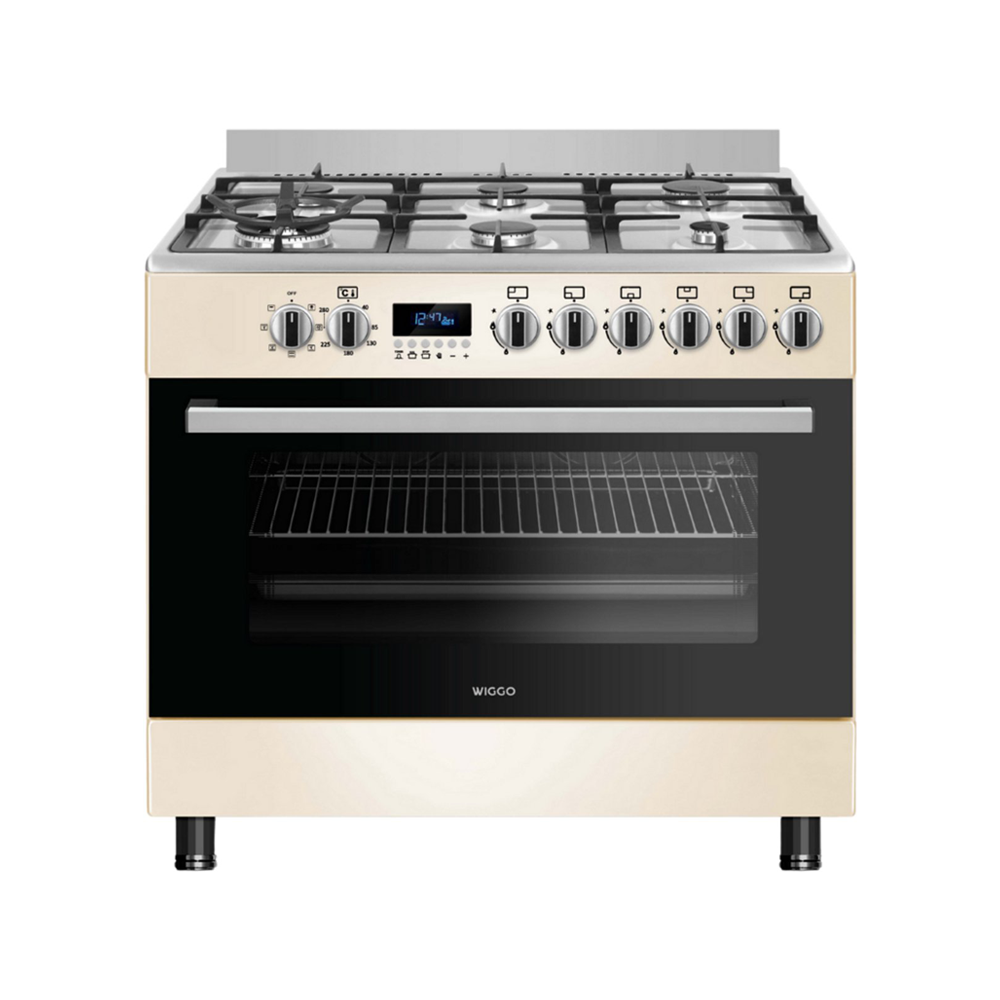 Wiggo WO-E969R(CX) Vrijstaande Gasfornuis - 90 cm - Creme