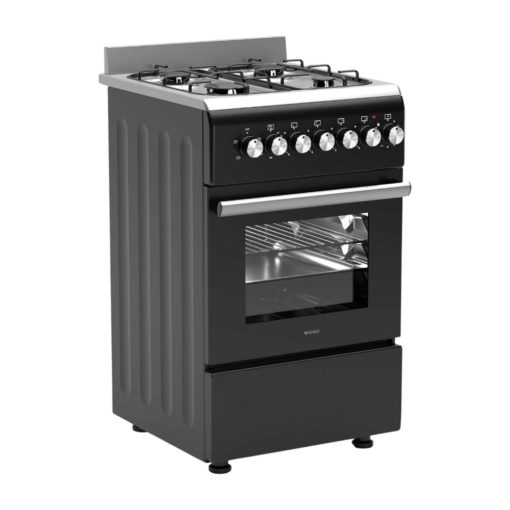 Wiggo WO-E506A(BX) Vrijstaande Gasfornuis - 50 cm - Zwart