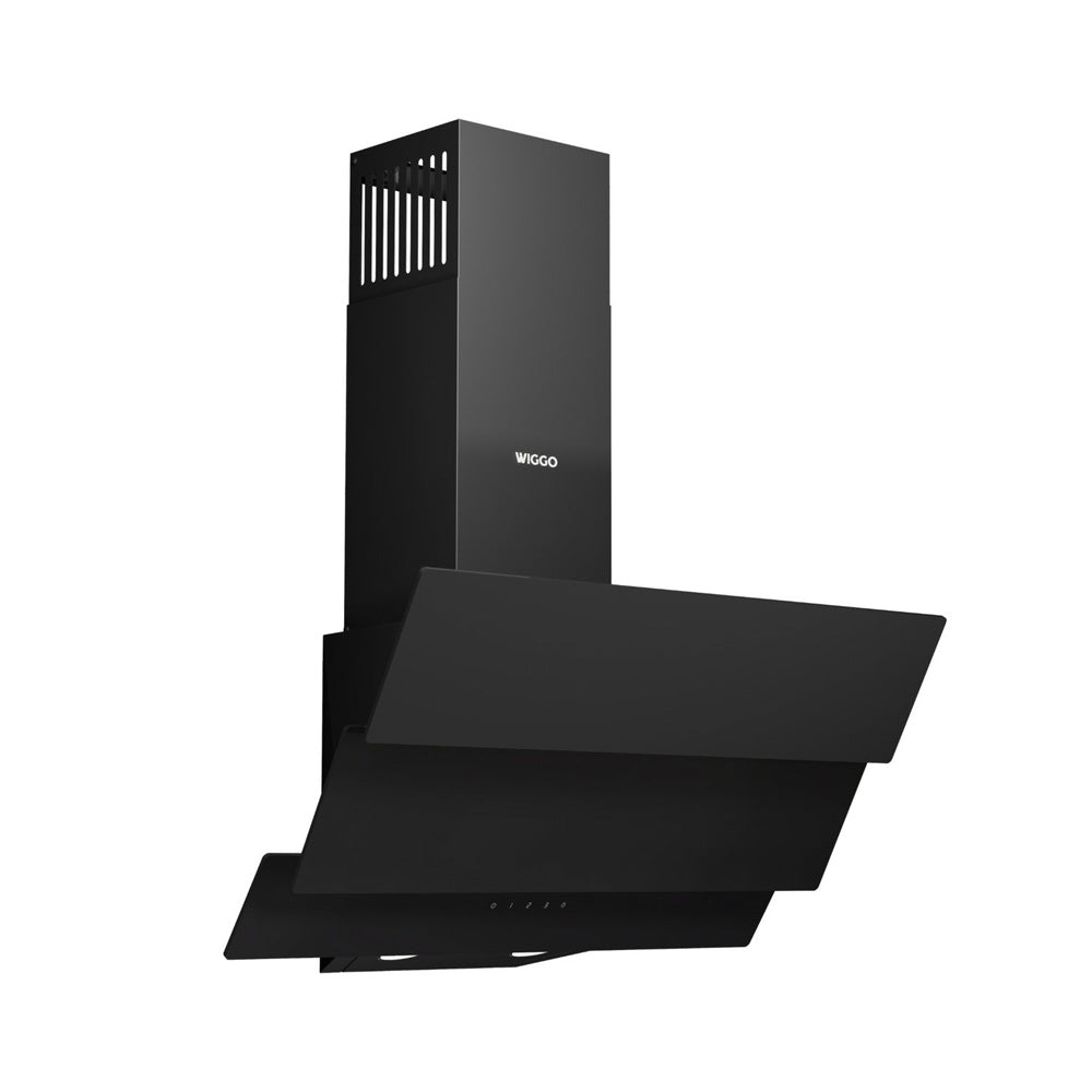 Wiggo WE-D633G(B) – Schuine Afzuigkap 60 cm – Zwart Triple Glas – LED Verlichting – Touch Control – 5 jaar garantie