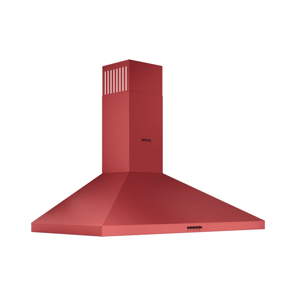 Wiggo WE-A930P(R) – Wandschouw Afzuigkap 90 cm – Rood – 680 m³/h – LED Verlichting – Energieklasse A – 5 jaar garantie
