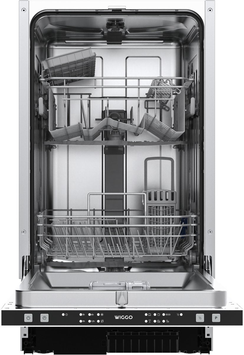Wiggo WD-B4126E(W) - Inbouw Vaatwasser - Volledig Geïntegreerde - 45 cm - 9 Couverts - 6 Wasprogramma's - 5 Jaar Garantie - Roestvrijstaal